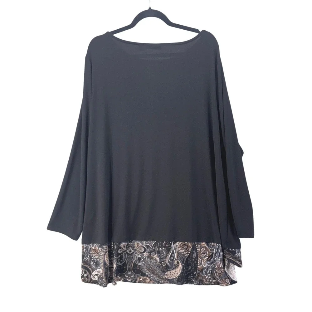 Susan Graver Womans Tunic Top Size 3X Liquid Knit Simple Basic Coastal Artsy
